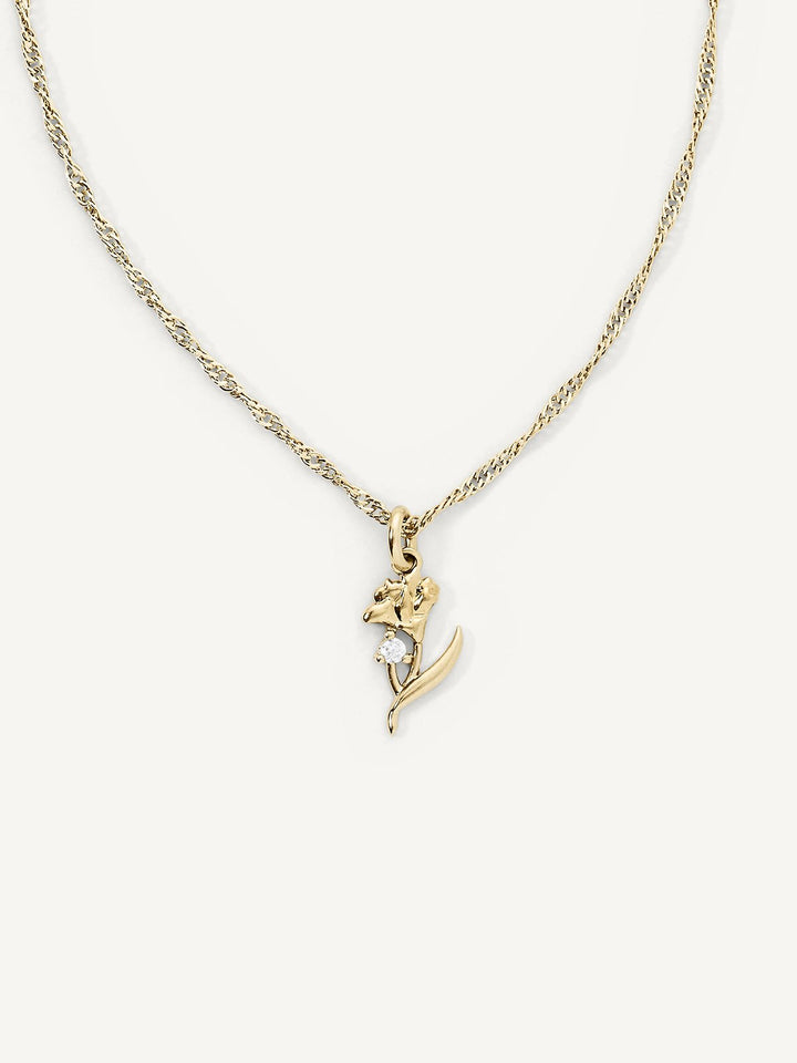 Elisajewels January Carnation Birth Flower Pendant Necklace