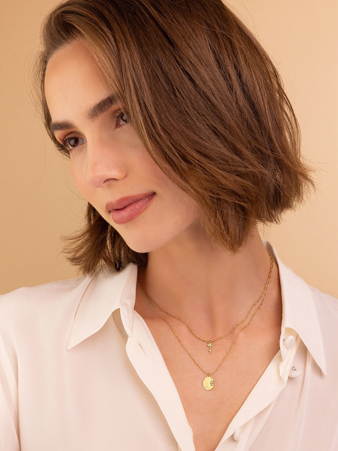 Elisajewels June Rose and April Daisy Birthflower Pendant Necklace